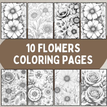 10 flowers coloring pages for adults, flower coloring pages, adult coloring pages, floral coloring pages, intricate flower designs, relaxing coloring pages, stress relief coloring, detailed flower illustrations, creative coloring for adults, mindfulness coloring